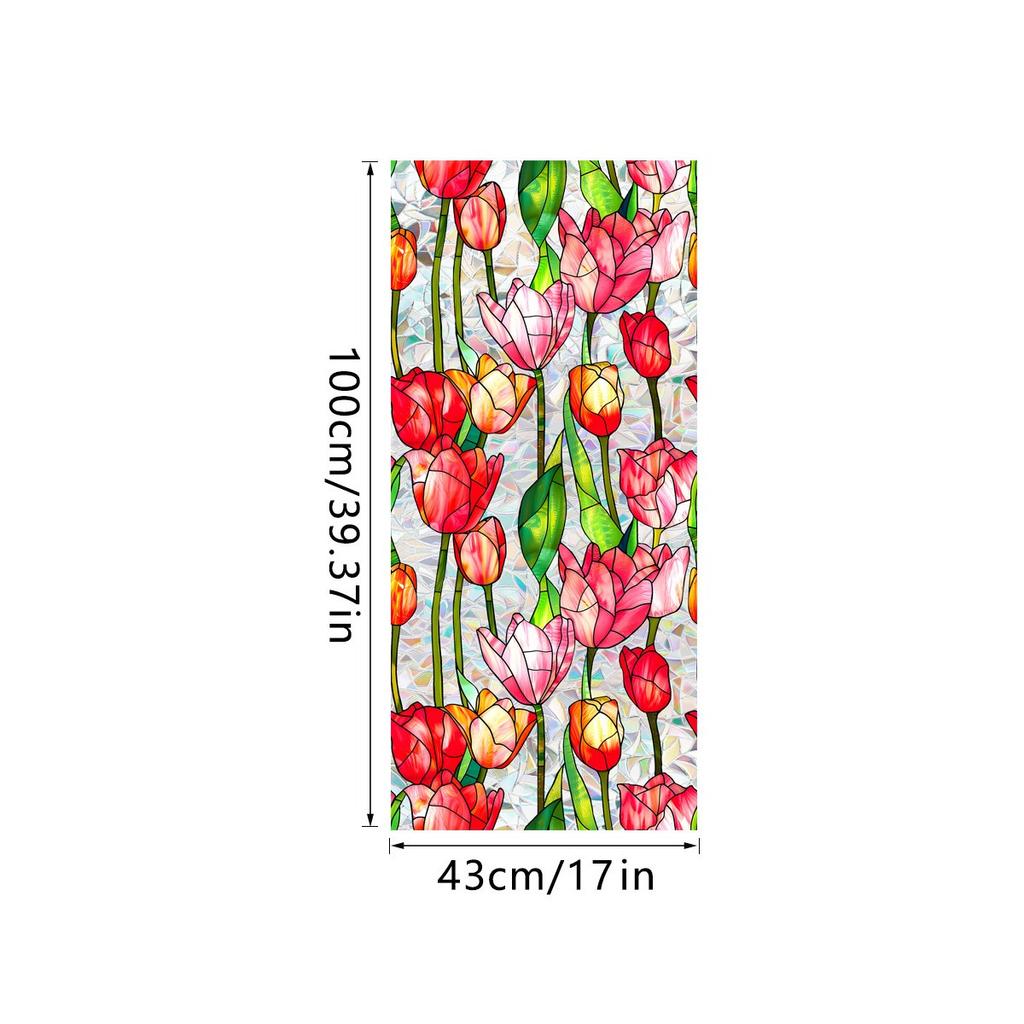 Sun Catcher Static Glass Stickers Non-Adhesive Window Sticker Decorative Privacy Flower Decal Painted Glass Rainbow Film Decors