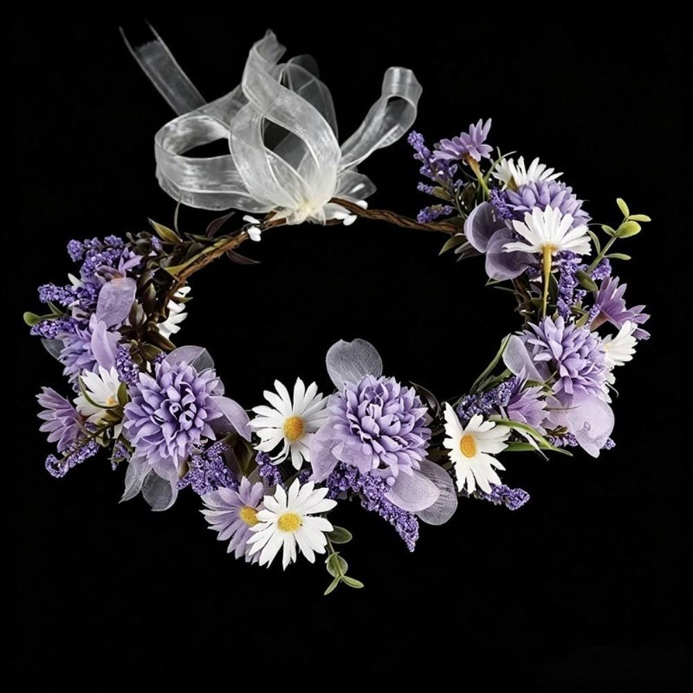 Boho Style Flower Crown Simulated Flower Wedding Headpiece Elegant Bridal Wreaths  Princess