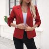 Damen Knopfleisten-Blazer für Herbst und Winter, Revers mit Kerbe, Gürtel in der Taille, Dreiviertelärmel, Eleganter Business-Casual-Büro-Mantel