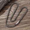 Vintage Oxidized Cuban Link Chain Necklace for Men Stainless Steel Punk Rock Style Foxtail Chain Unique Male Jewelry Gift