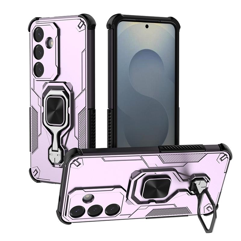 KEYSION Etui odporne na wstrząsy do Samsung S25 Ultra 5G Miękki silikon + PC Pionowy metalowy stojak na telefon Tylna obudowa do Galaxy S25+ Plus