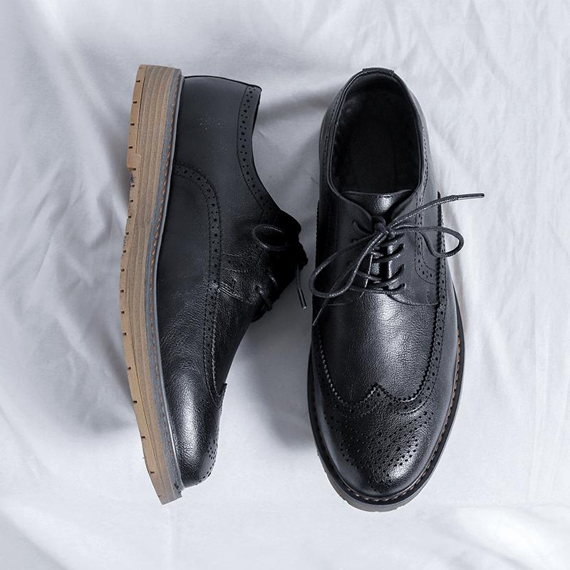 Fashion Business Formal Leather Shoes Casual Mens Oxford Shoes Classic Brogue Shoes Young British Style High Quality Handmade Men Shoes