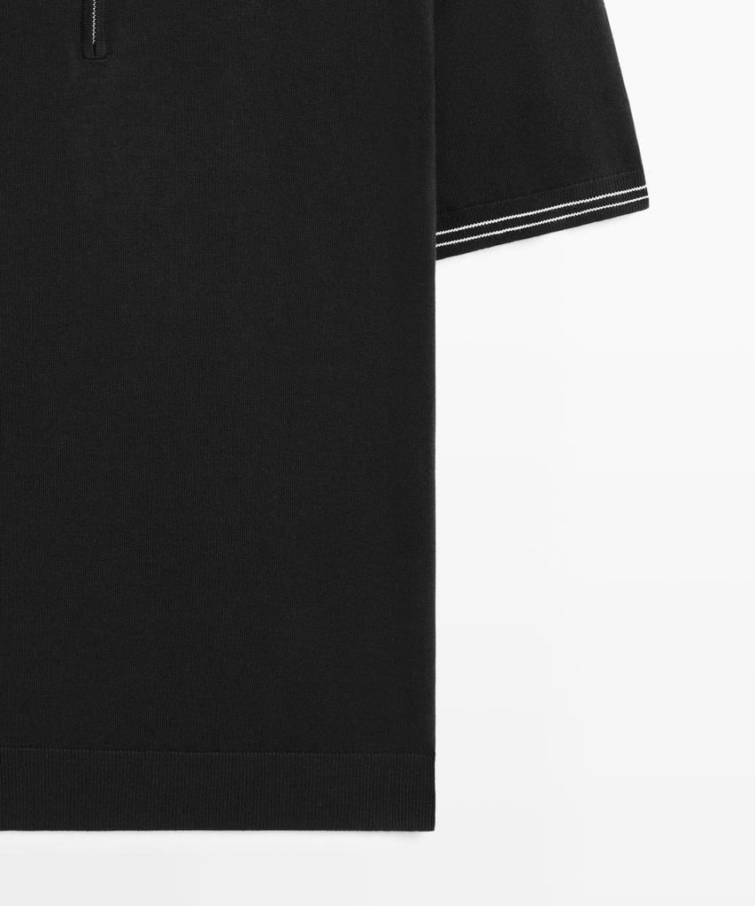 Masimodutti Jersey Polo Knit Collar Detail