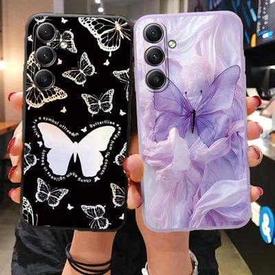 Schmetterlingshülle für iPhone Samsung A55 A35 S24 FE S25 Xiaomi Redmi Note 13 Pro 14C Huawei Honor Realme Stoßfeste Handy-Stoßstange Kratzfeste matte Abdeckung