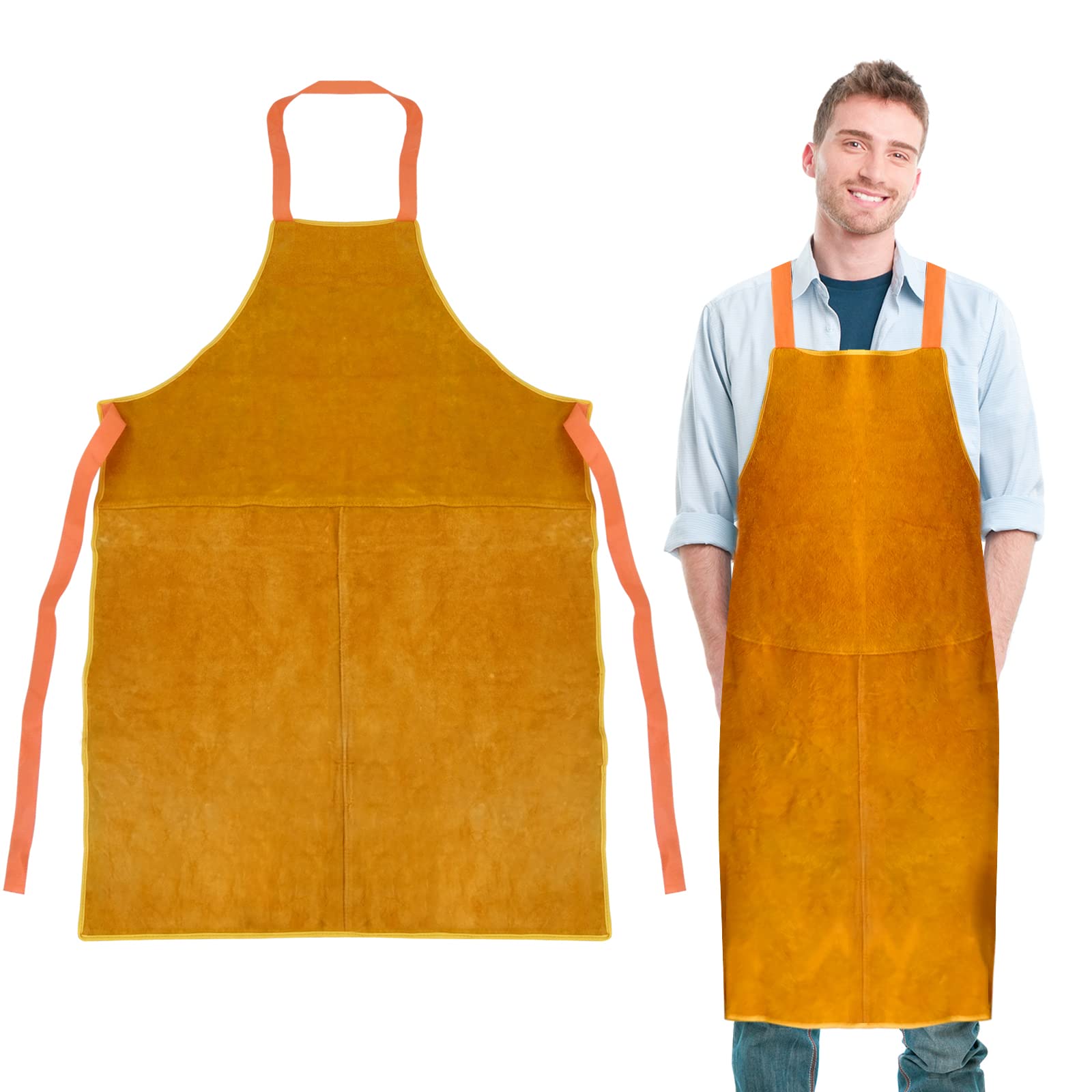 [IRRVIN] Welding Apron, Insulated Apron, Welding Machine Apron, Welding Protective Clothing, Workwear, Made of Cowhide Leather, Flame Retardant, Heat