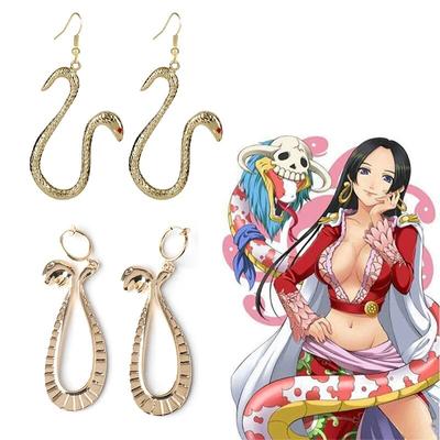 Anime Cosplay Boa Hancock Gold Color Snake Pendant Earrings for Women Girls Fans Fashion Jewelry Gift
