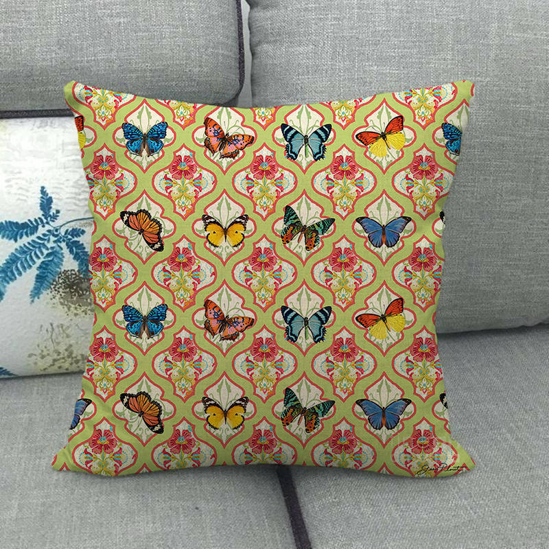 Colorful Butterfly Cartoon Insect Animal Digital Printing Short Plush Pillow Covers For Car Sofa Office Cushion Cover Home Goods