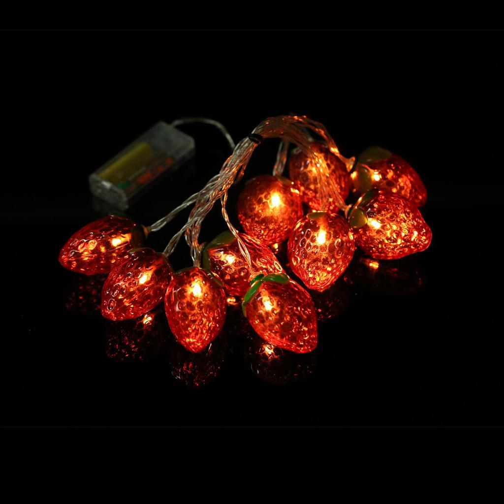 6,5FT 10-LED Erdbeer-Lichterkette Weihnachts-Dekorative Lichterketten LED Dauerlicht Modus für Festivals Ostern Karneval Partys