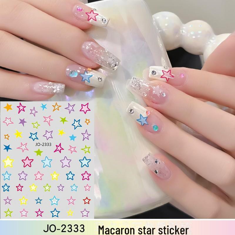 

Модные красочные наклейки для ногтей в виде звездочек-макарон – милые весенне-летние свежие самоклеящиеся наклейки