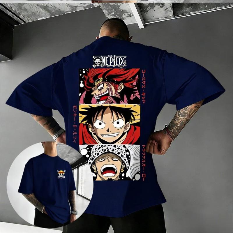 

ONE PIECE Monkey D Luffy Unisex Pure Cotton Tshirt 2026 Summer Anime Print Oversized Loose Parentchild Short Sleeved Top S