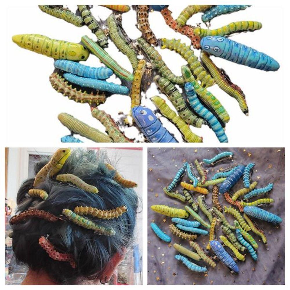 Hair Accessories Caterpillars Hair Barrette Resin Alloy Multicolor Insect Hair Clip Crawl Insect Pattern Strong Grip Headwear