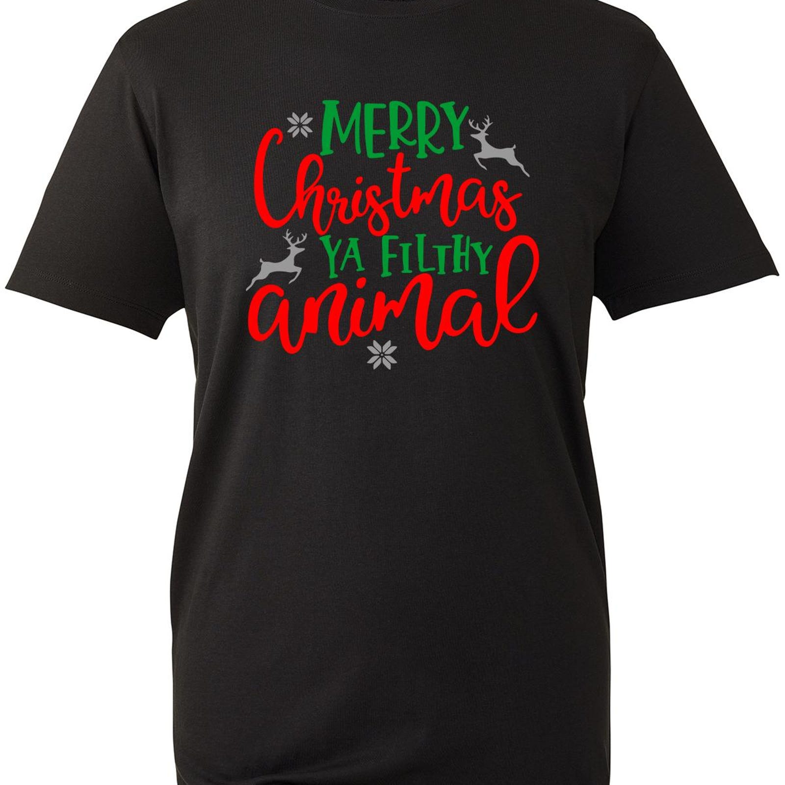 Merry Christmas Ya Filthy Animal Shirt, Merry Christmas T Shirt, Snowflakes Bell Unisex T-Shirt XXXL