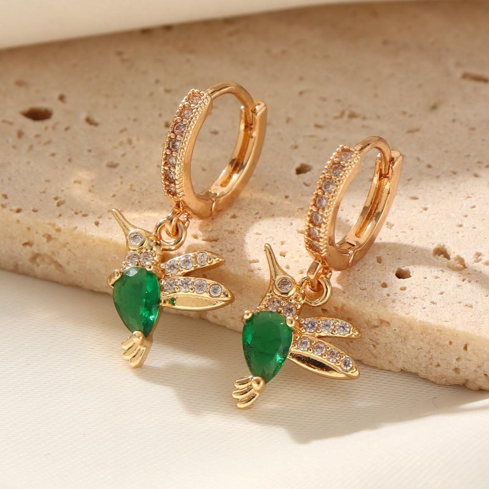 1 Pair Cute Bird Dangle Earrings for Women Cubic Zirconia Jewelry Daily Party Accessories