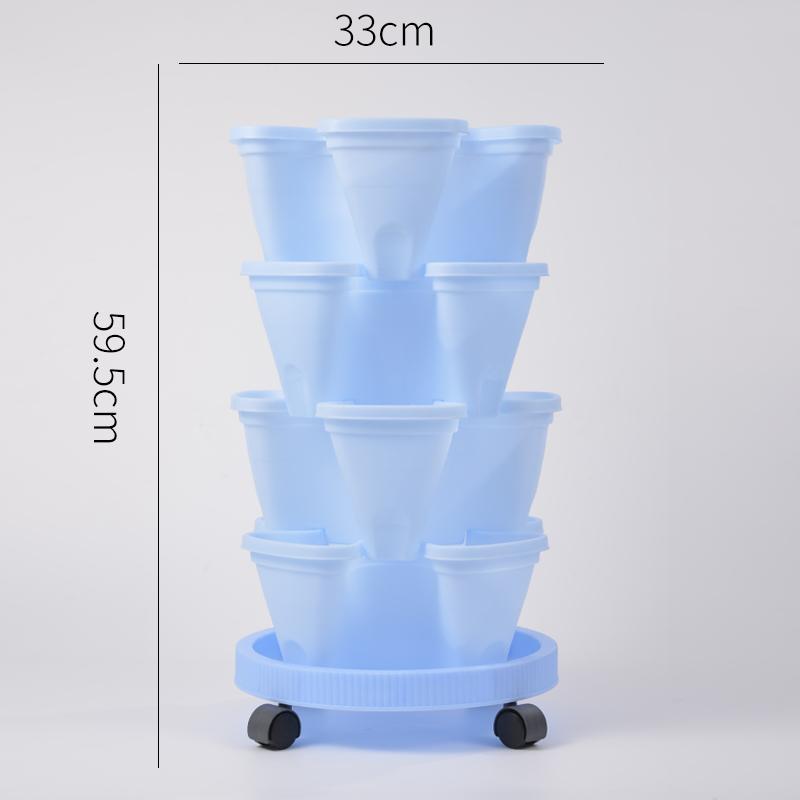 Three Dimensional Multi-layer Flowerpot with Roller Family Balcony Vegetable Fruit Growing Plastics Flower Shaped Flowerpot