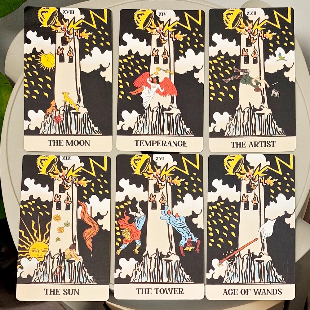 Tower Takeover Tarot Deck in Rigid Box 12*7cm, Unique 79-Card Tarot Set for Transformation & Liberation Double-embossed