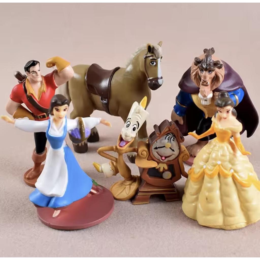 Belle en het Beest Beeldjes Set van 6, 10-12 cm Hars Verzamelaar Beeldjes, Prachtig Cadeau