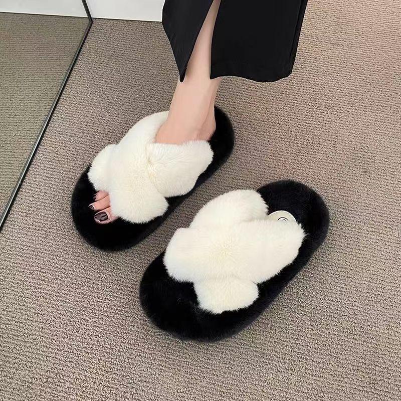 

Толстая подошва высококачественных пушистых тапочек для женщин верхняя одежда зима новейшая мода мультфильм ленивый стиль домашние хлопковые тапочки 39 самые горячие продажиt40 40