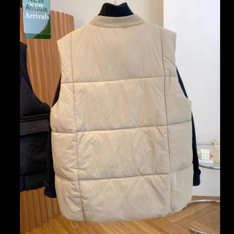 Autumn and Winter Solid Color Niche Casual Loose Vest Women's Fashion All-match Sleeveless Stand-up Collar Waistcoat Waistcoat