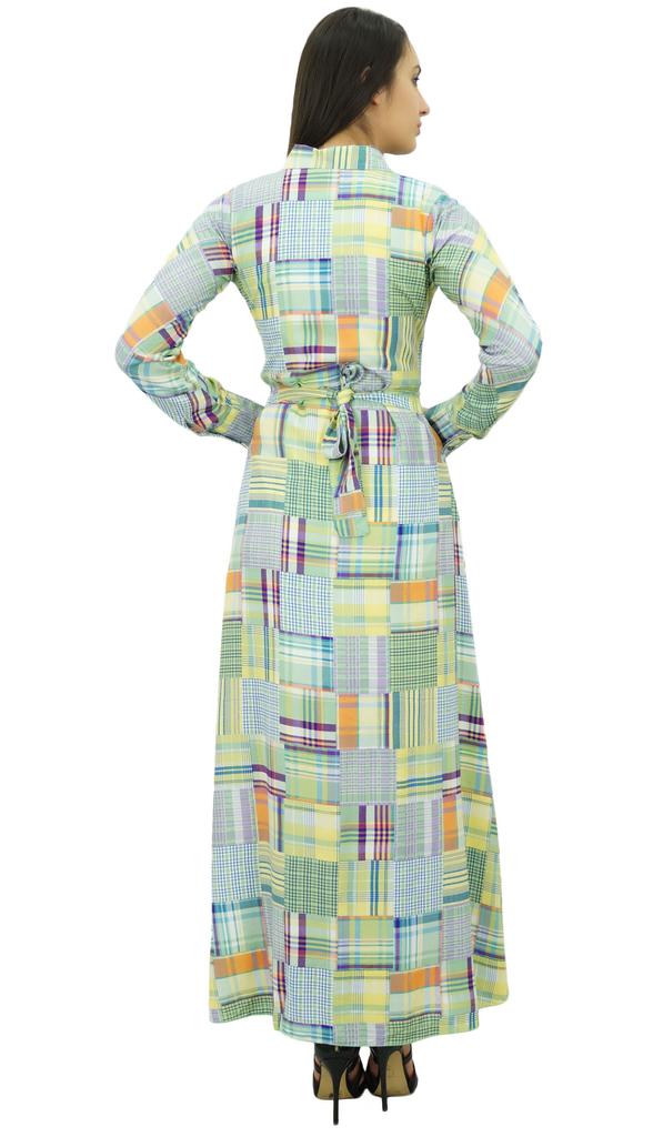 Bimba Women's Rayon Maxi Dresses Long Sleeve Shirt Collar Neck Jilbab