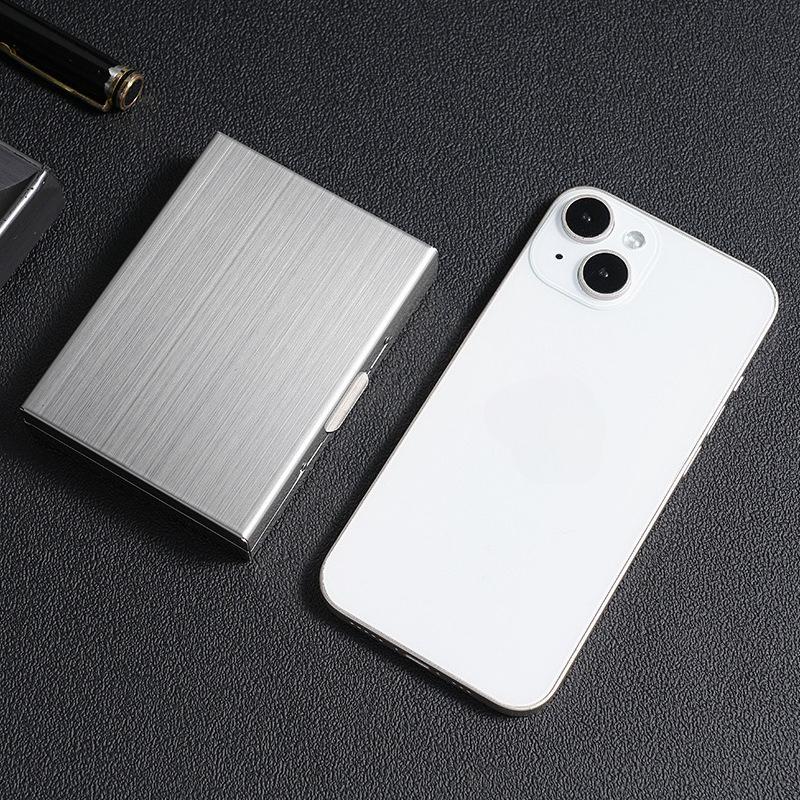 Porte-cartes de crédit en aluminium bloquant les RFID pour homme Portefeuille métallique Fin Étui pour cartes Pop-up Boîte pour cartes d'identité professionnelle Portefeuille de poche minimaliste