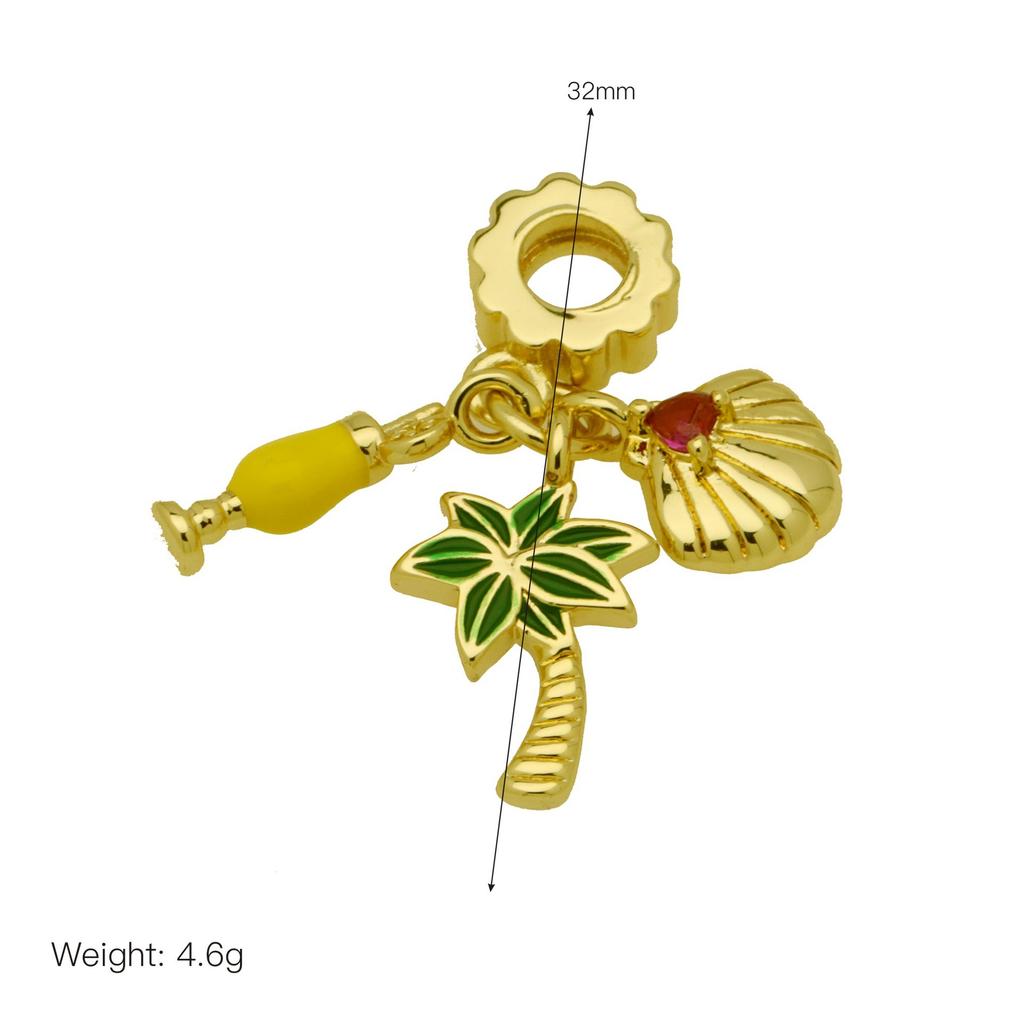 Marienkäfer Kokospalmenblume Libelle Panjiadora Armband Anhänger Kupferplattierte Farbe Öltropfen Schmuck