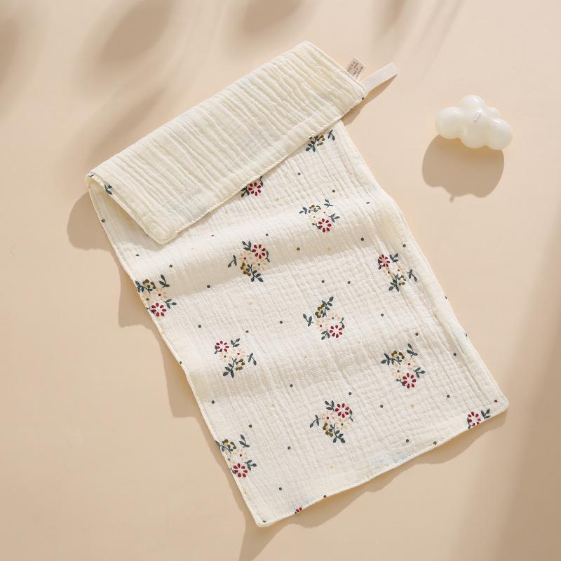 Children'S Towel Four-Layer Pure Cotton Gauze Saliva Towel Baby Face Towel Newborn Crepe Printed Soft Small Square Towel