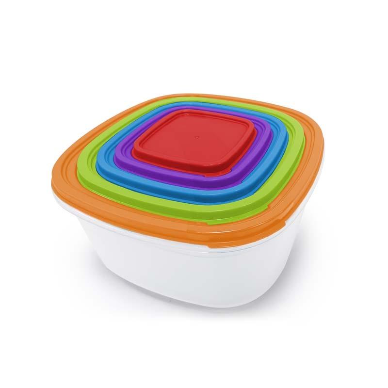 KitchenCook Ktup5c - Multicolour - Set of 5 Food Storage Boxes - Stackable - BPA Free