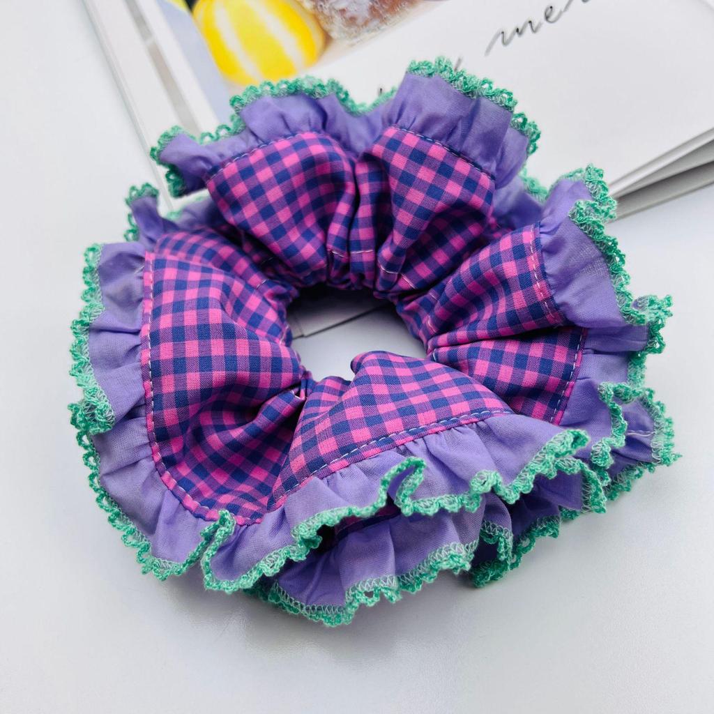 Colorblock Double Layer Lace Scrunchie: High Elastic Sweet Mori Style Hair Tie