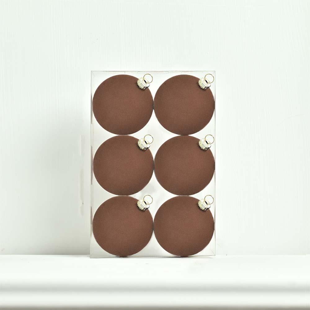 6pcs 6cm Flocked Christmas Ball Pendant Shatterproof Merry Christmas Decor  Hotel Mall