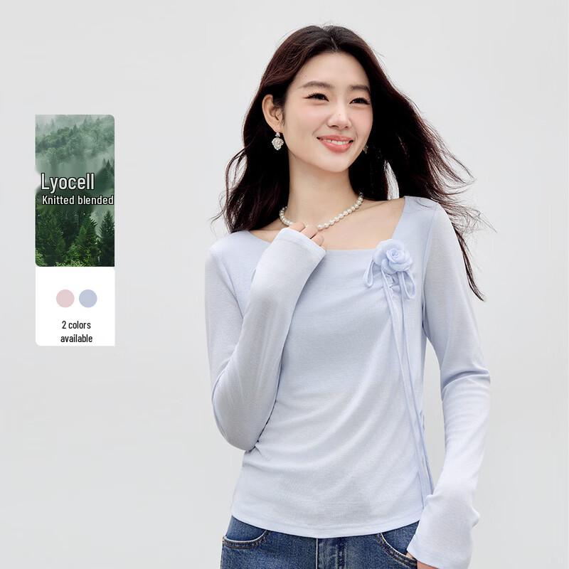 Elegant V-Neck 3D Floral Slim-Fit Top L