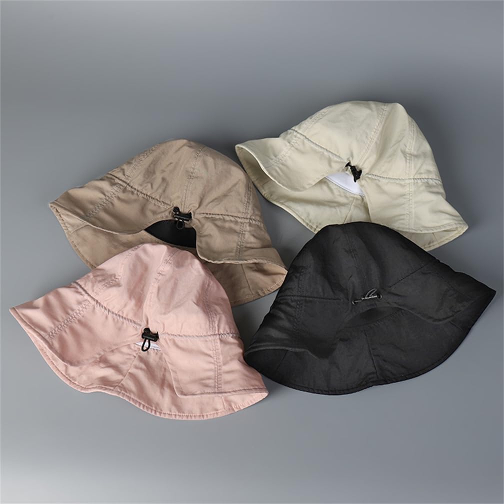LINSHIN Summer Wide Brim Bucket Hat with UV Lightweight Sun Adjustable Solid Perfect for Outdoor and Outings One Size Fits Women's Protection, Visor,