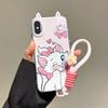 KEYSION Cute Ear Cartoon Case for iPhone XS Max X XS with Lanyard Soft Silicone+PC Shockproof Phone Back Cover for iPhone XR