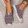 Fashion Women Slip on Flats Print Flat Bottom Light Mesh Lazy Fisherman Shoes Canvas Breathable Flat Women's Single Shoes