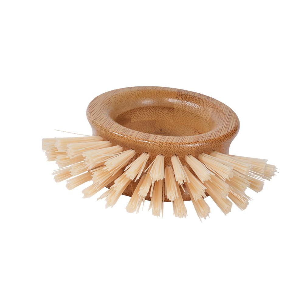 Round Bamboo Dish Scrub Brush Stiff Bristles Kitchen Cleaning Brushes for Pot and Dish Cleaning