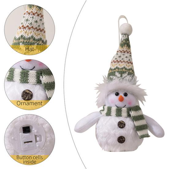Yousheng Schneemann Weihnachtsschmuck Beleuchtete Plüsch-Schneemann-Puppe Batteriebetrieben Nachtlicht Schneemann-Figur für Weihnachtsgeschenke Tischdekoration