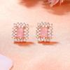 Estele Rose Gold Plated Mint Pink Stones Square Designer Stud Earrings For Women