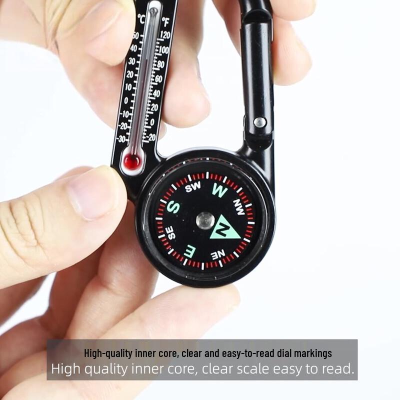 OEING Outdoor Multifunction Compass Carabiner with Thermometer (2-Pack)