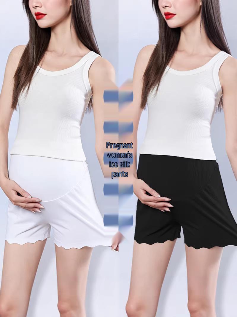 

Maternity Over-the-Belly Ice Silk Lightweight Three-Quarter Shorts M (recommend below 55 kg) абрикосовый