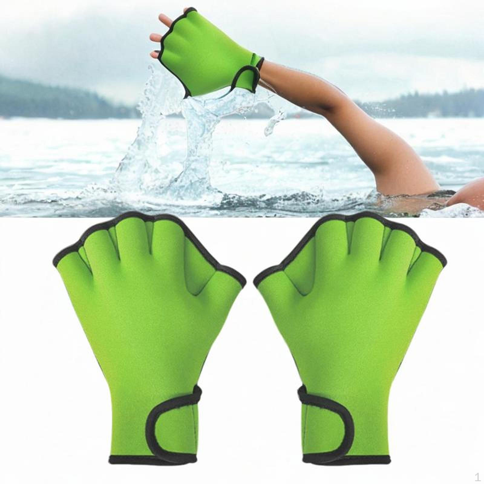 

Плавание Перепончатые перчатки Водные с ремешком на запястье без пальцев Дайвинг для весла M зелёный