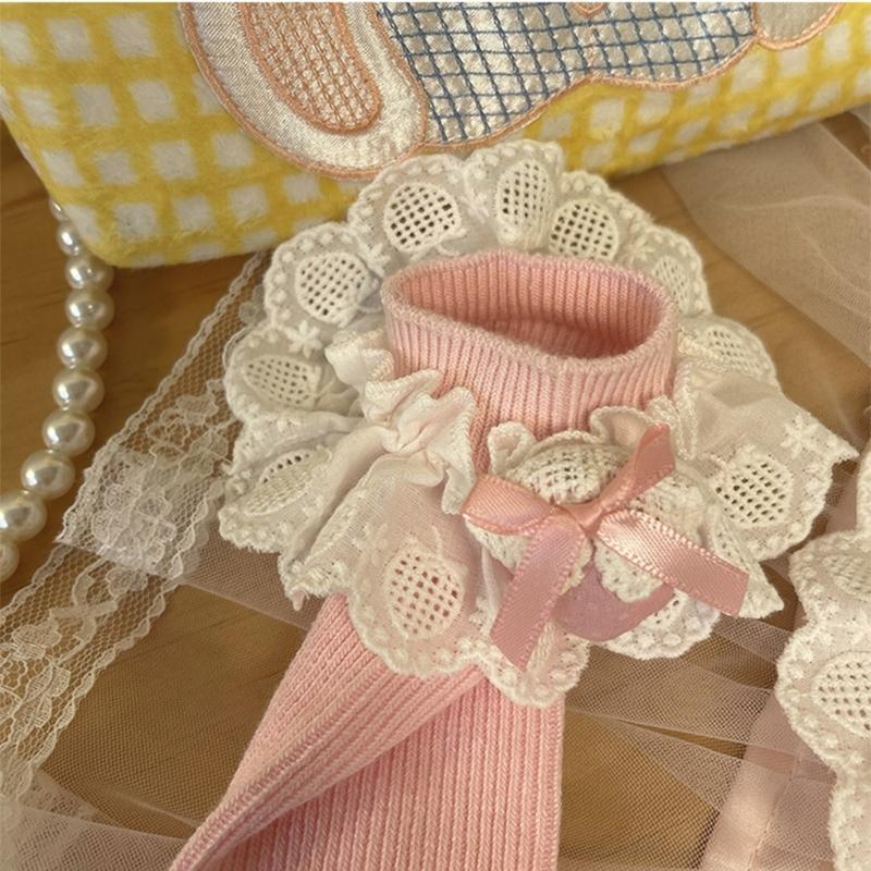 Lovely Embroidered Lace Socks for Girls Comfortable In Tube Socks Fashionable Socks for School Activities and Daily