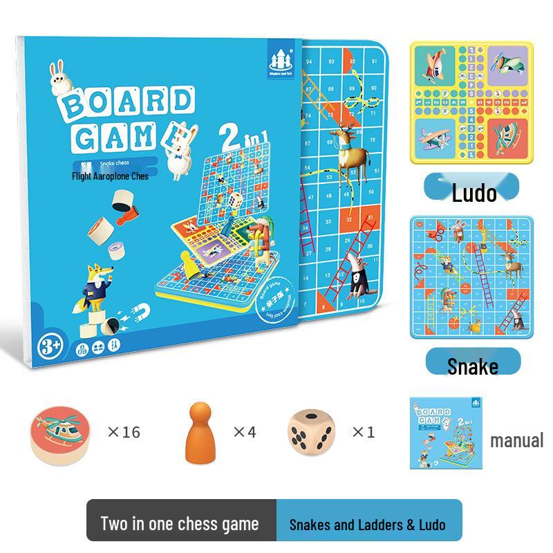 Magnetic Wooden Ludo & Checkers Game Board for Children: Educational Toy for Desktop Thinking Training
