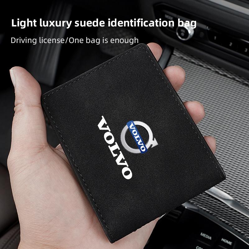 Car Driver License Suede Leather Bag Auto Driving Documents Wallet For Volvo Xc60 Xc90 V40 V60 S60 V50 V90 S80 C40 XC40 V70 XC70