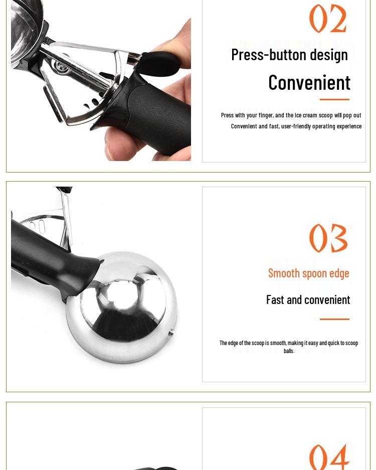 Stainless Steel Ice Cream & Fruit Scoop Spoon