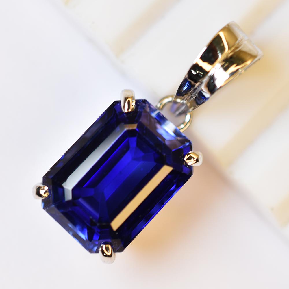 Natural Blue Sapphire Emerald 925 Sterling Silver Pendant 21.80 ct Gemstone Jewelry Gift