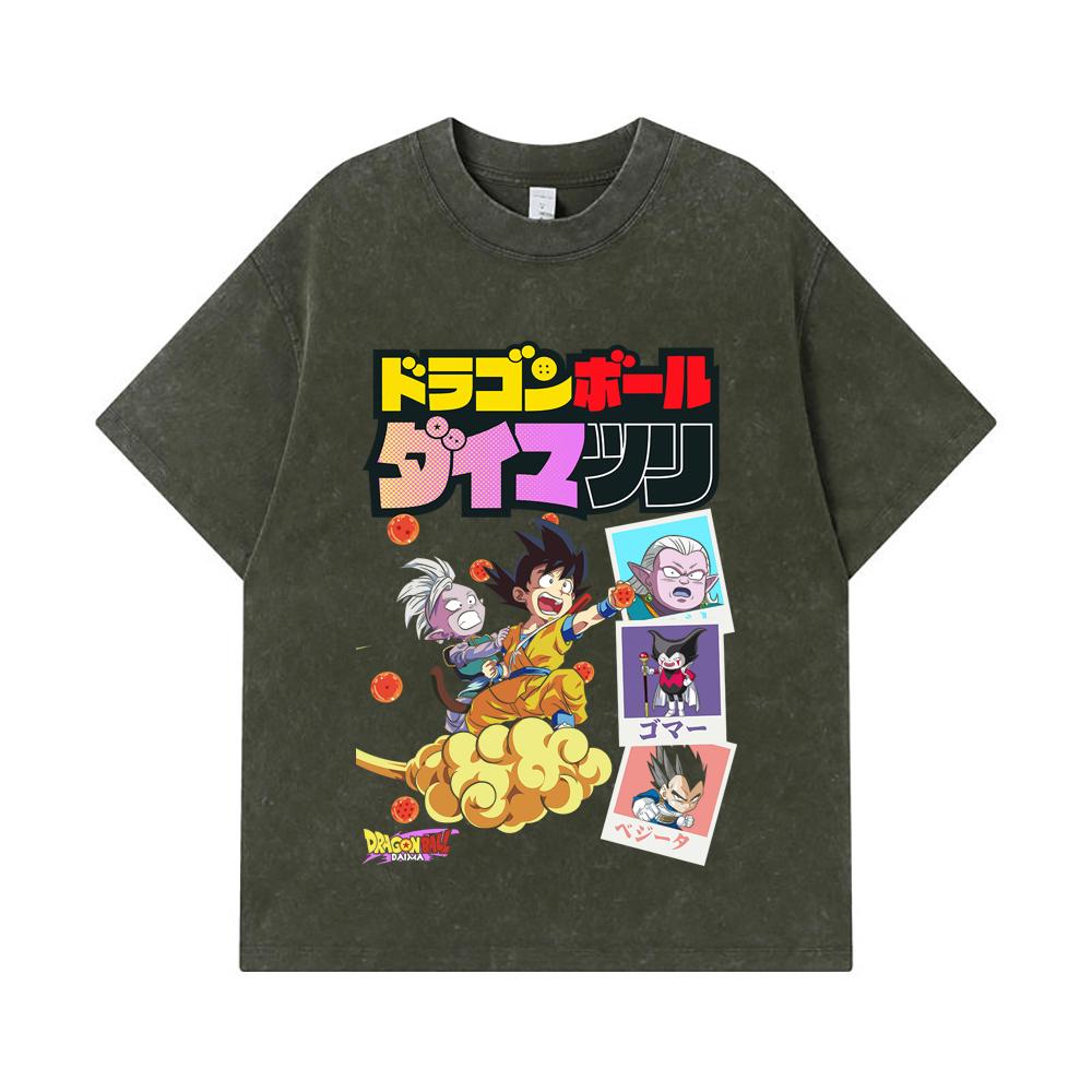 275 GSM Washed T-shirts 100% Cotton Dragon Ball V34 Daima Print Unisex Heavy Cotton T Shirt