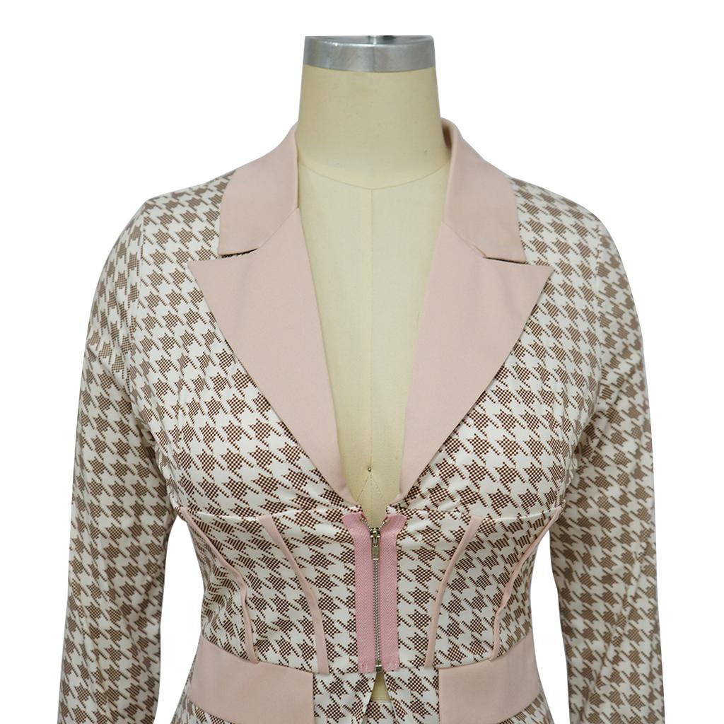 New Women's Notched Lapel Blazer and Pants Set, Slim Fit Office Two-Piece Suit for Women