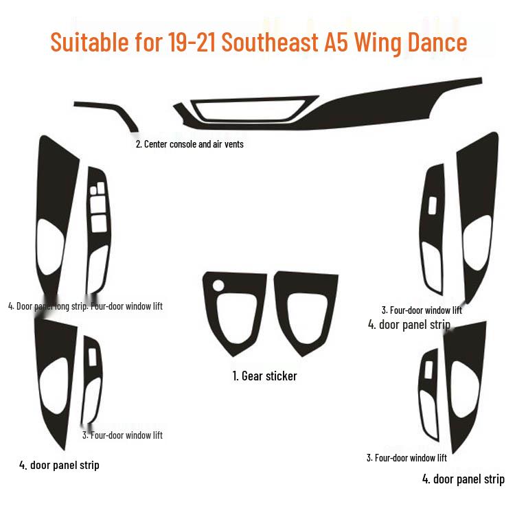Southeast A5 Wing Dance Włókno Węglowe Naklejka Wewnętrzna Gałki Zmiany Biegów 2019-2021