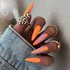 Matte Orange Long Pointed Press-On Nails Minimalist Style Wearable Nail Tips CJCY-144