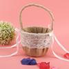 Linen Cotton And Linen Lace Material Wedding Flower Basket Girl Basket White Flower Basket