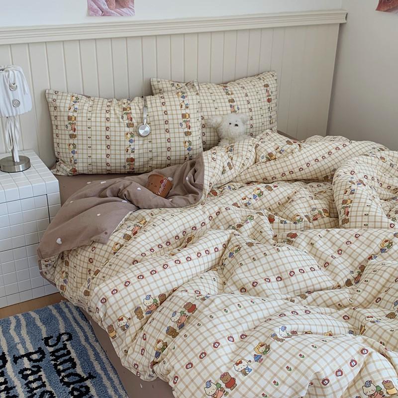 2026 Korean Cartoon Student Cotton 40TC Duvet Cover Set Ins Style Bedding